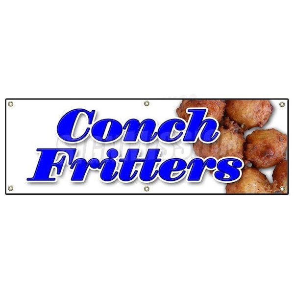 CONCH FRITTERS BANNER SIGN fried batter signs fresh hot Caribbean recipes